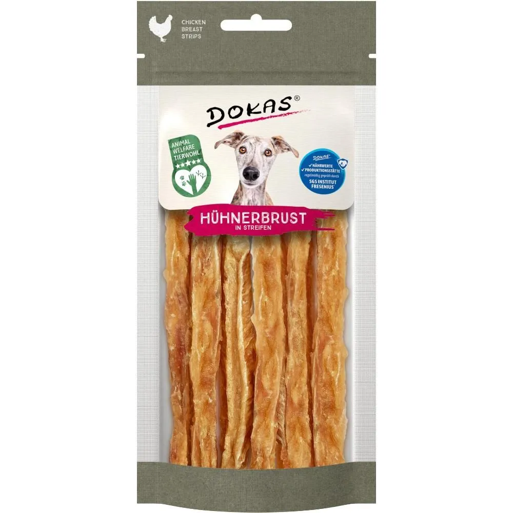 Dokas Kyllingebryststrimler 50 g - naturlige hundesnacks